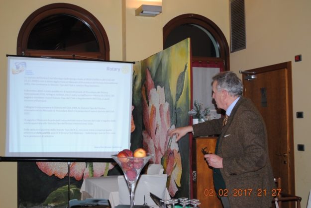 La presentazione del nuovo Statuto e Regolamento del Club, da parte del Presidente Pietro Rosa Gastaldo, nella riunione del Caminetto del 2 febbraio scorso