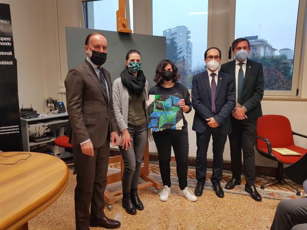 La vincitrice del Premio Nemo Gonano con Stefano Lovison, Davide Petralia e Sergio Dus
